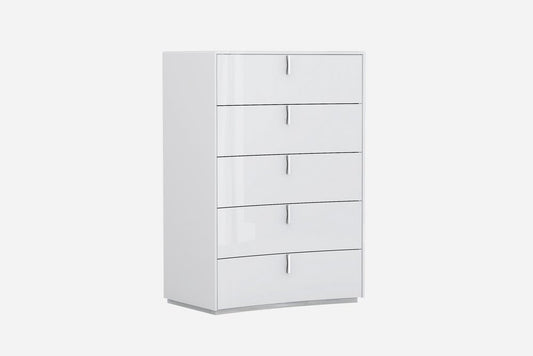 31" White Wood Five Drawer Dresser