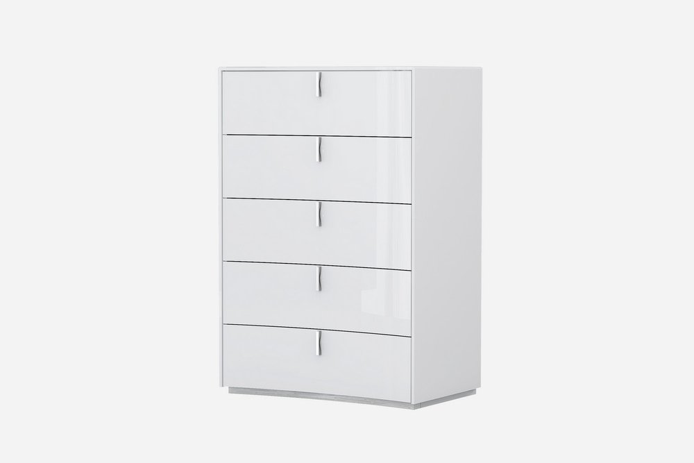 31" White Wood Five Drawer Dresser