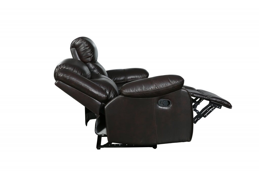 86" Brown And Black Italian Leather Sofa