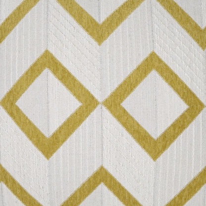 Citron geometric diamond-chevron pattern on fabric with a subtle vertical texture, 24" x 24" pillow.