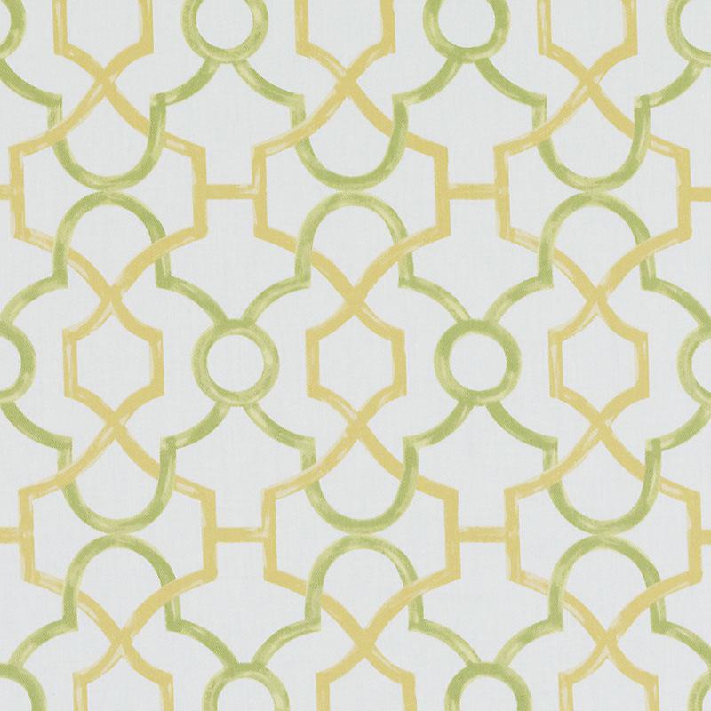 Lime green and pale yellow interlocking geometric lattice pattern, suitable for wallpaper or fabric.