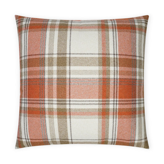 D.V. KAP HOME   24" x 24" Tartan Pillow - Hickory Plaid - Check, Traditional, Farmhouse    - 3671-H-2424