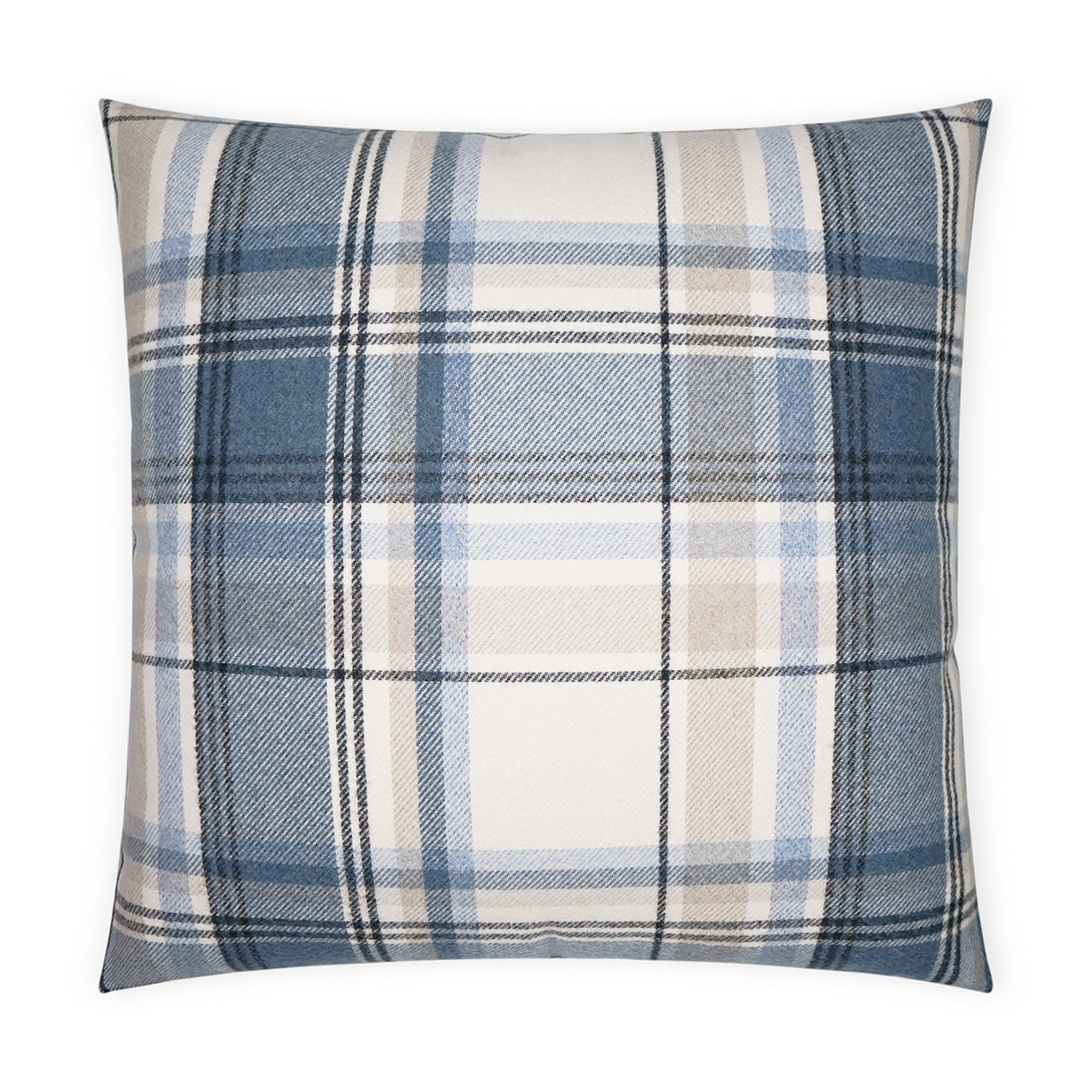 D.V. KAP HOME   24" x 24" Tartan Pillow - Navy Plaid - Check, Traditional, Farmhouse    - 3671-N-2424