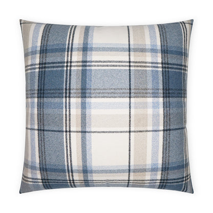 D.V. KAP HOME   24" x 24" Tartan Pillow - Navy Plaid - Check, Traditional, Farmhouse    - 3671-N-2424