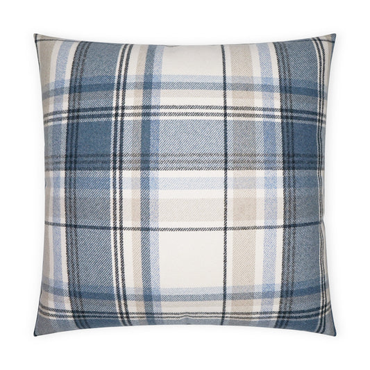 D.V. KAP HOME   24" x 24" Tartan Pillow - Navy Plaid - Check, Traditional, Farmhouse    - 3671-N-2424
