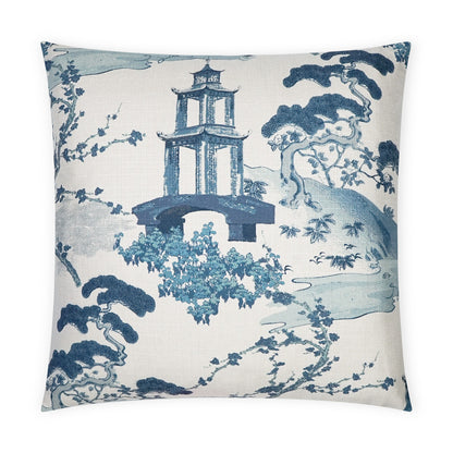 D.V. KAP HOME   24" x 24" Sakura Pillow - Indigo Novelty, Traditional    - 3682-I-2424