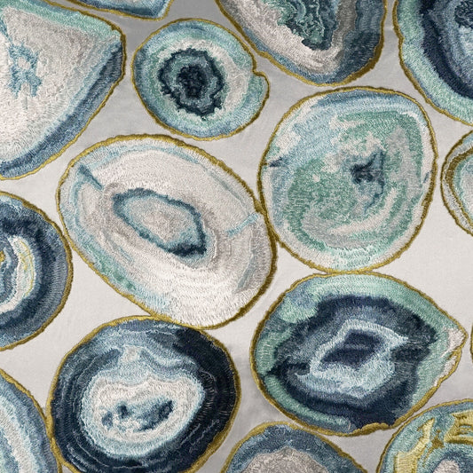 D.V. KAP HOME 3699-M-YARD Cali Fabric - Marine Glam, Novelty, Embroidery  Slate Blue, Blue, Mist, Turquoise,Teal   - Cali