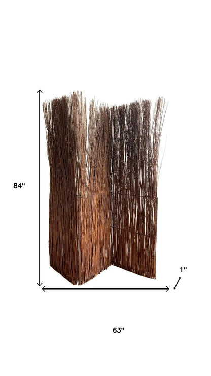 7' Rustic Willow Branch Three Panel Room Divider Screen