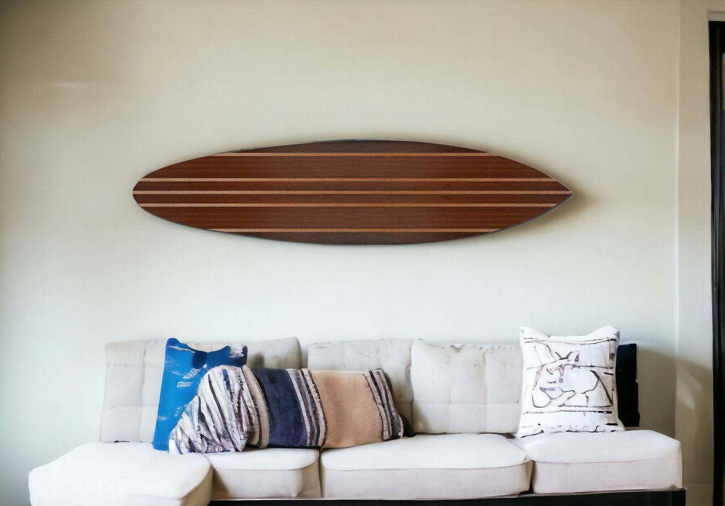 76" X 18" Brown Wood Surfing Wall Decor