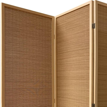 71" Brown Folding Three Panel Screen Room Divider