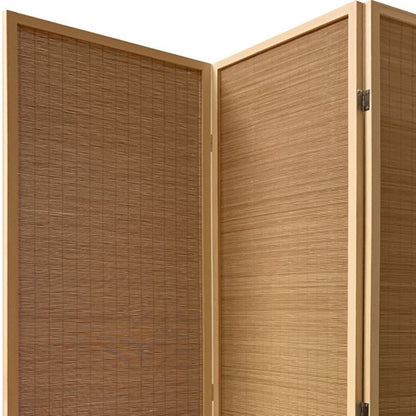 71" Brown Folding Three Panel Screen Room Divider