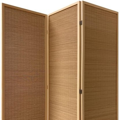 71" Brown Folding Three Panel Screen Room Divider