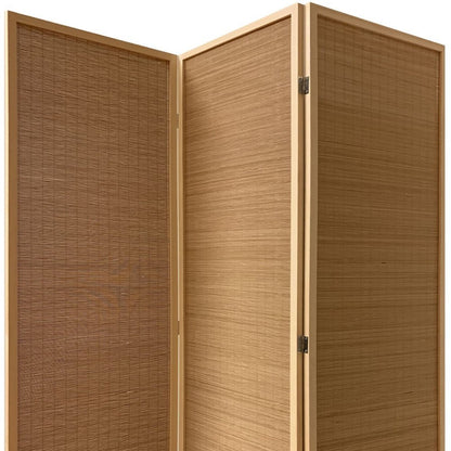 71" Brown Folding Three Panel Screen Room Divider