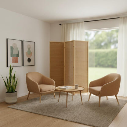 6" Light Bamboo 3 Panel Room Divider Screen