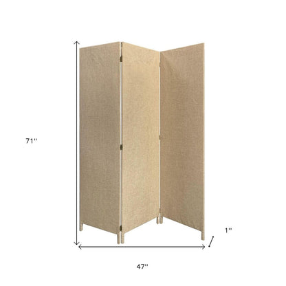 71" Brown Folding Three Panel Screen Room Divider