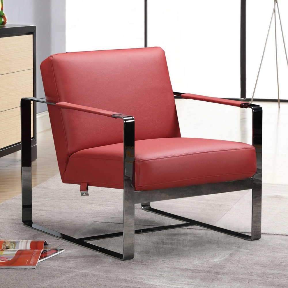 28" Camel and Black Italian Leather and Metal Arm Chair