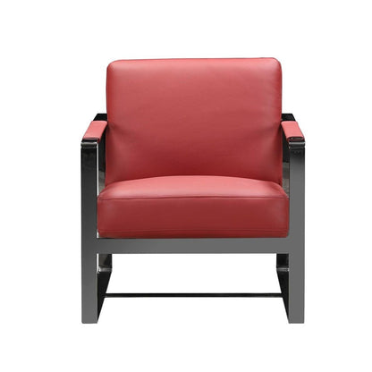 28" Camel and Black Italian Leather and Metal Arm Chair