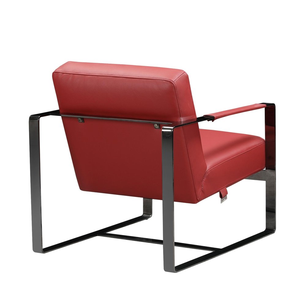 28" Camel and Black Italian Leather and Metal Arm Chair