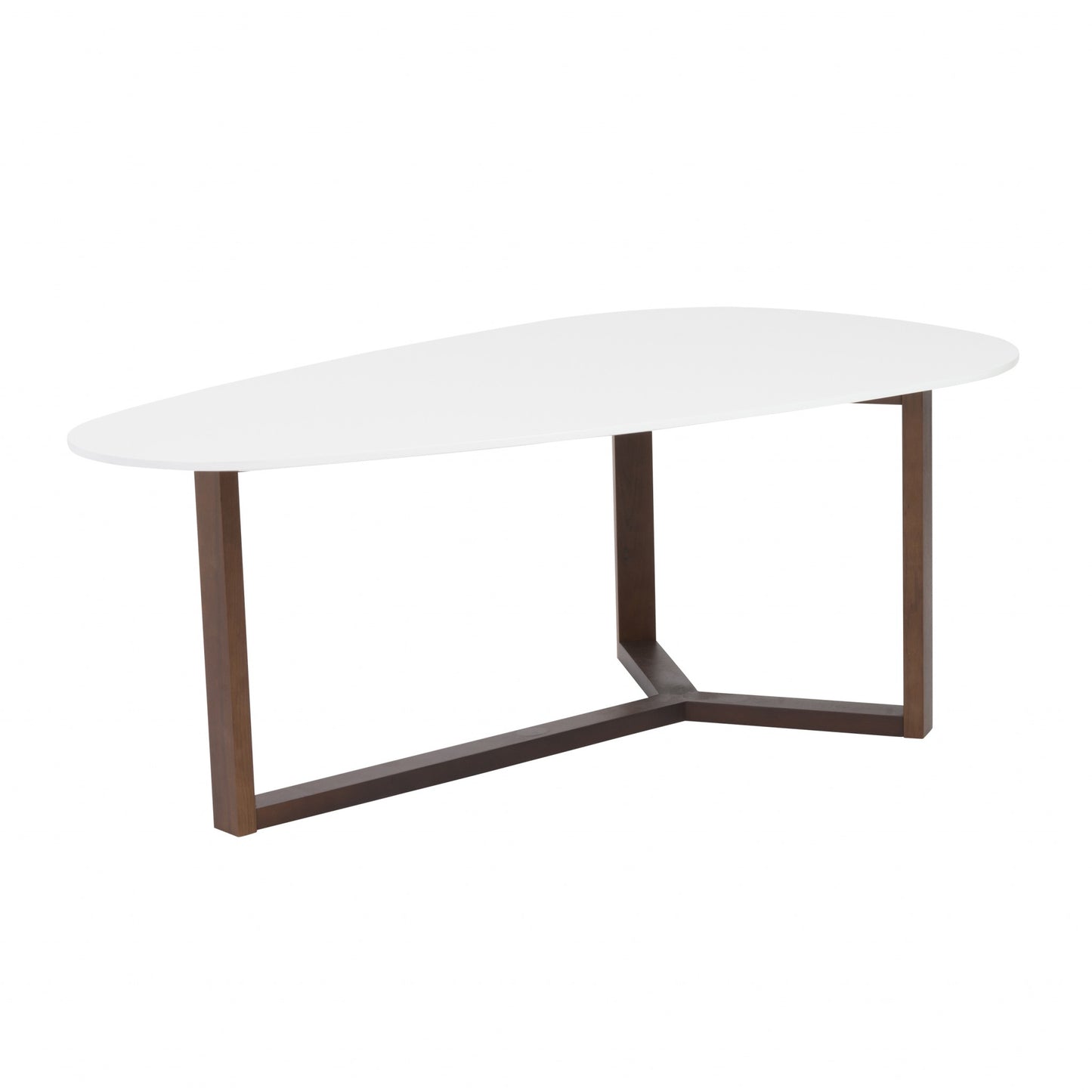 48" White And Brown Wood Triangle Coffee Table