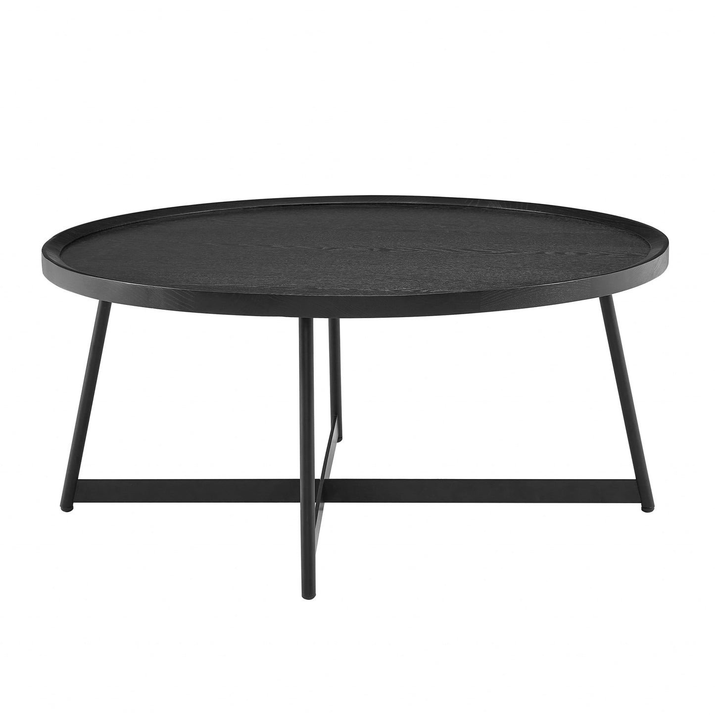 35" Black Manufactured Wood Round Coffee Table