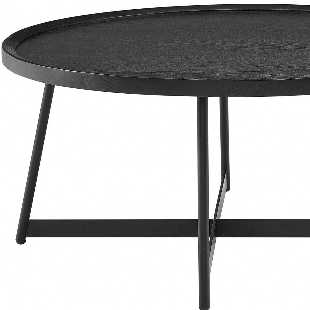 35" Black Manufactured Wood Round Coffee Table