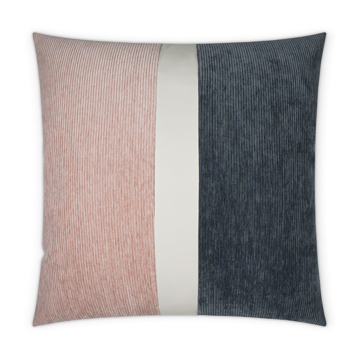 D.V. KAP HOME   24" x 24" Ridges Band Pillow - Blush/Cadet Color Block, Band / Ribbon    - 3705-BC-2424