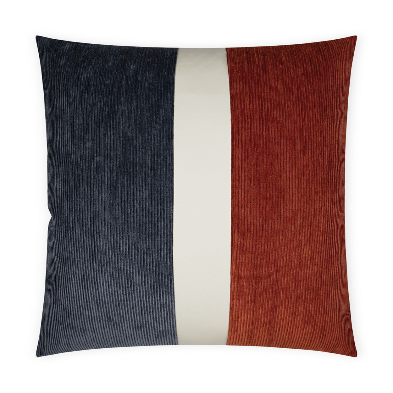 D.V. KAP HOME   24" x 24" Ridges Band Pillow - Cadet/Paprika Color Block, Band / Ribbon    - 3705-CP-2424