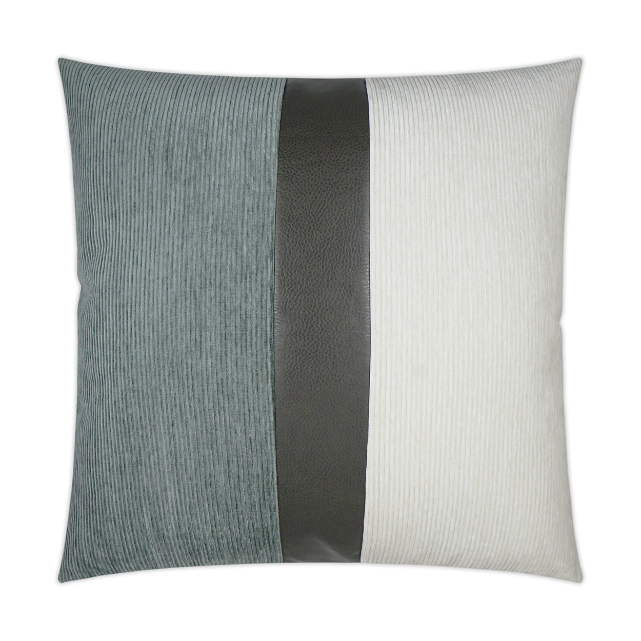 D.V. KAP HOME   24" x 24" Ridges Band Pillow - Haze/Ivory Color Block, Band / Ribbon    - 3705-HI-2424