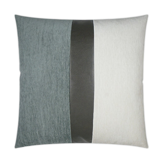 D.V. KAP HOME   24" x 24" Ridges Band Pillow - Haze/Ivory Color Block, Band / Ribbon    - 3705-HI-2424