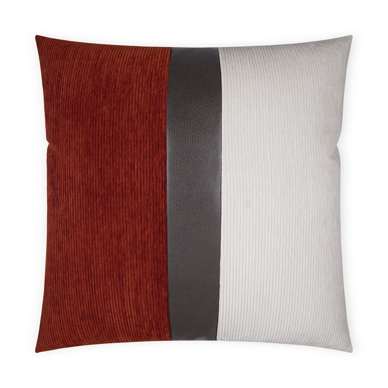 D.V. KAP HOME   24" x 24" Ridges Band Pillow - Paprika/Ivory Color Block, Band / Ribbon    - 3705-PI-2424