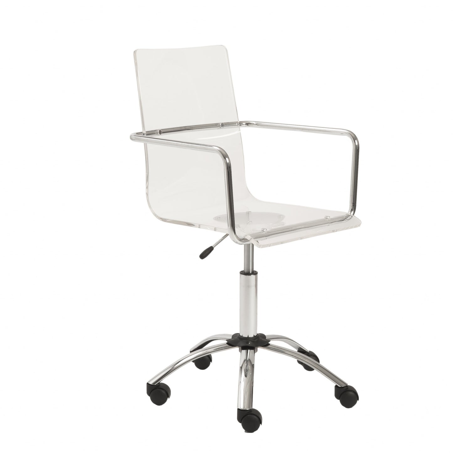 Clear and Silver Adjustable Swivel Plastic Rolling Conference Office Chair