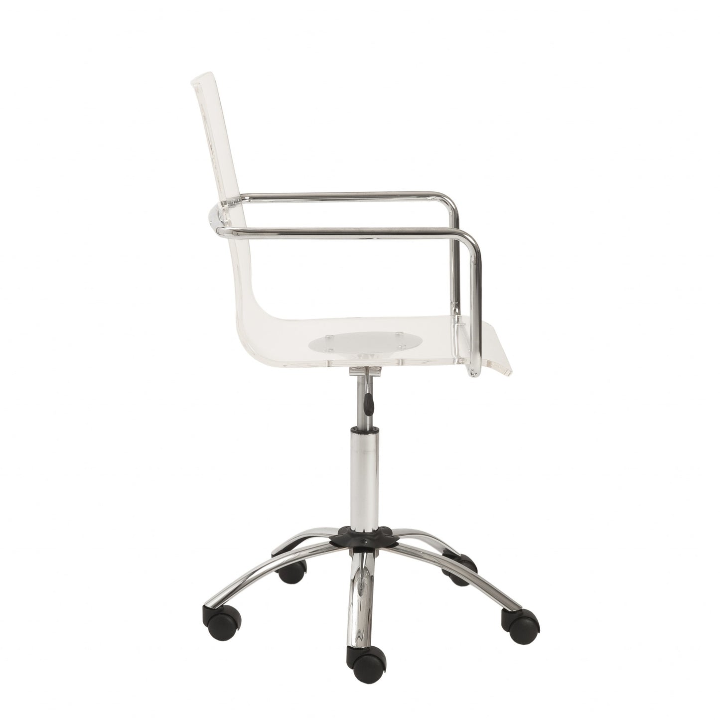 Clear and Silver Adjustable Swivel Plastic Rolling Conference Office Chair