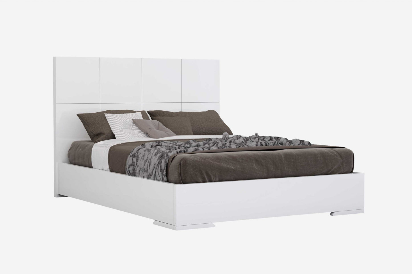 Contemporary White Queen Platform Bed