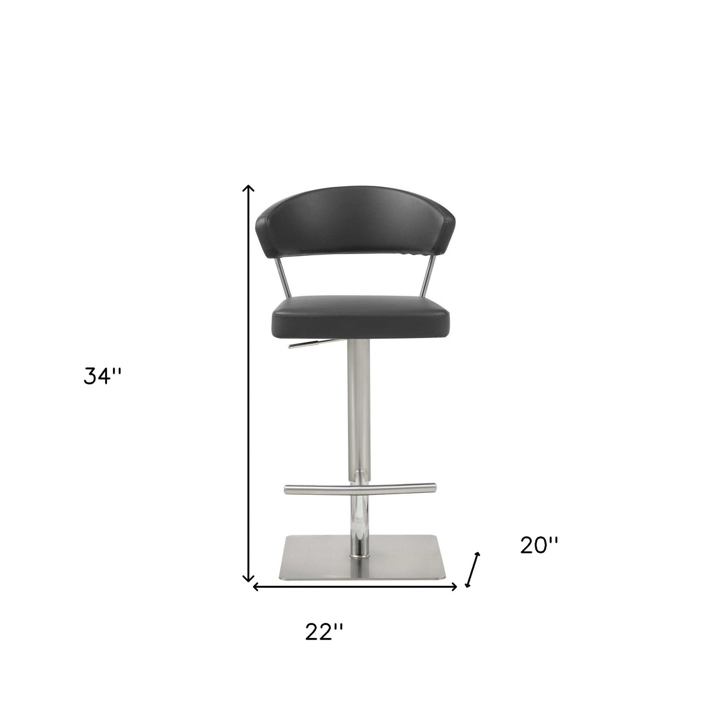 20 " Black And Silver Stainless Steel Bar Chair