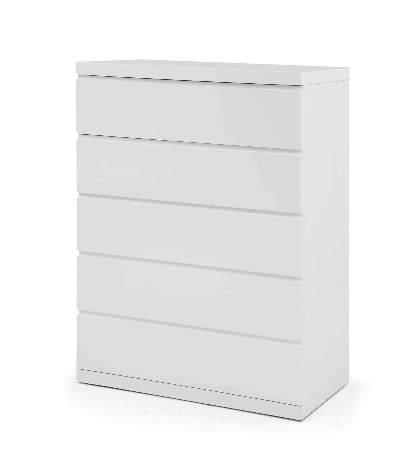 36 X 20 X 47 Gloss White Stainless Steel 5 Drawer Chest