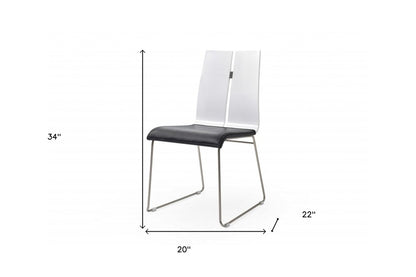 Set of Two Black and Silver Upholstered Faux Leather Dining Side Chairs