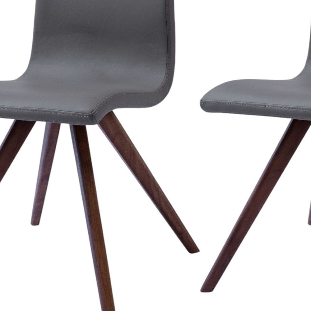 Set of Two Gray And Brown Metal Dining Side Chairs