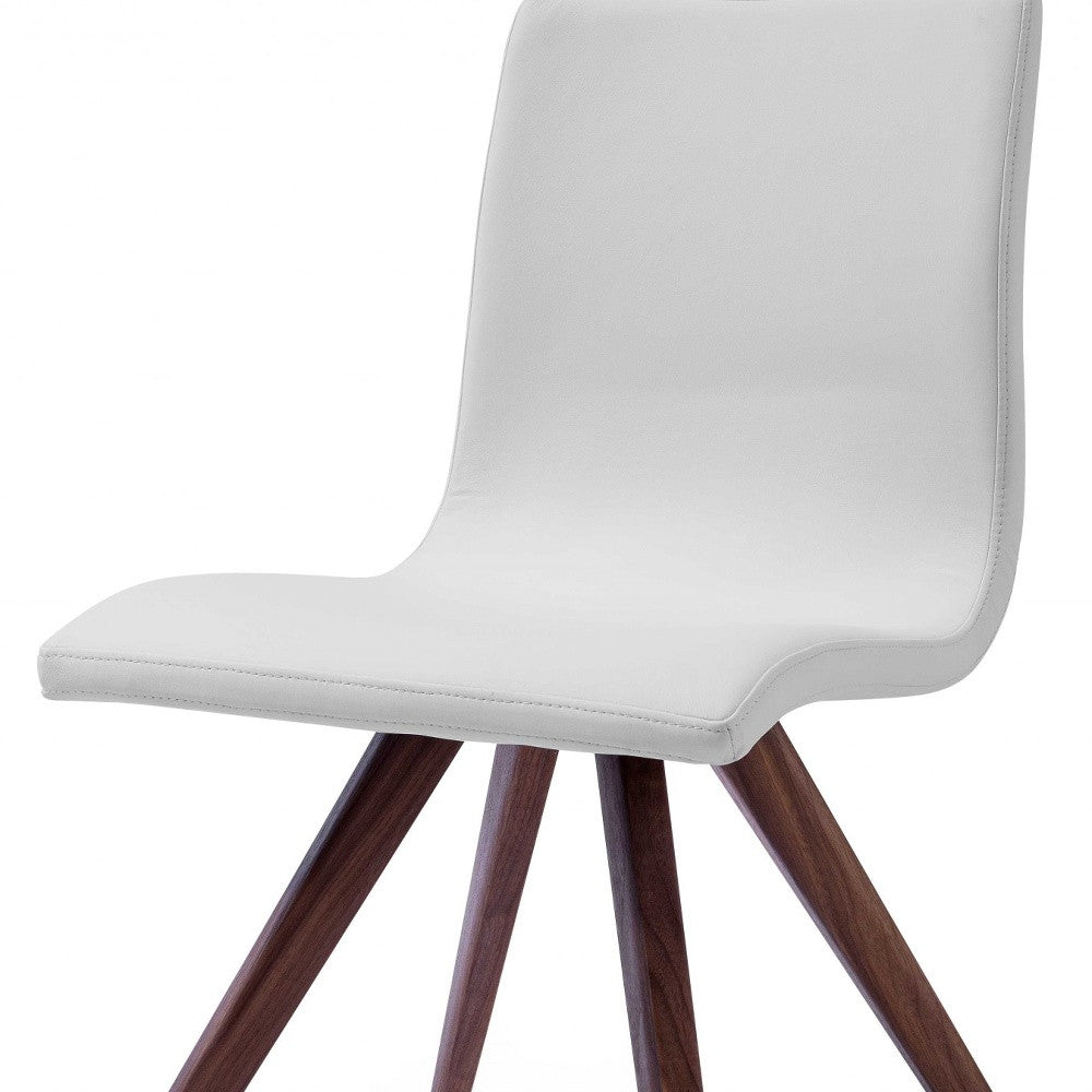 Set of Two White And Brown Upholstered Faux Leather Dining Side Chairs