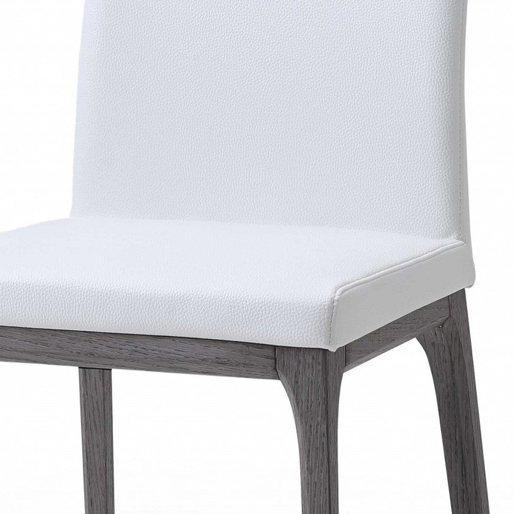 Set of Two White And Gray Upholstered Faux Leather Dining Side Chairs