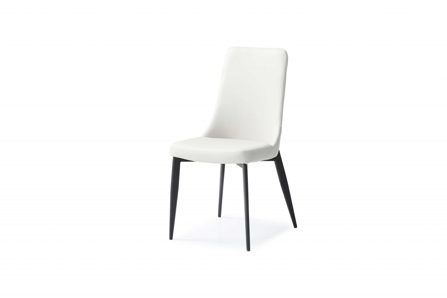 Set Of 2 White Faux Leather Metal Dining Chairs