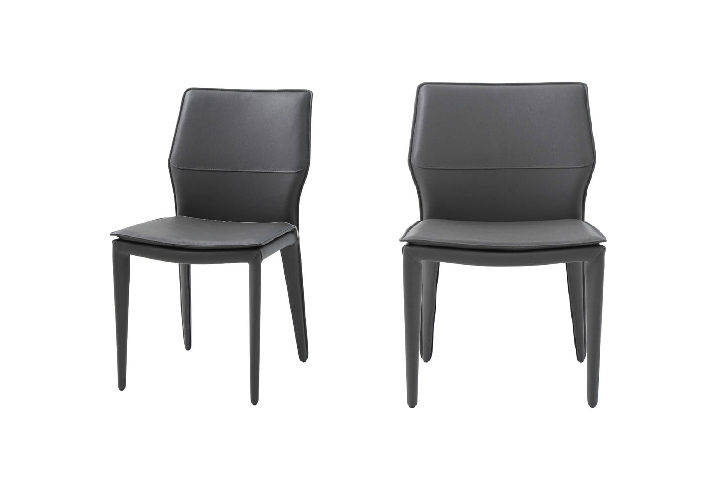 Set Of 2 Dark Faux Leather   Metal Dining Chairs