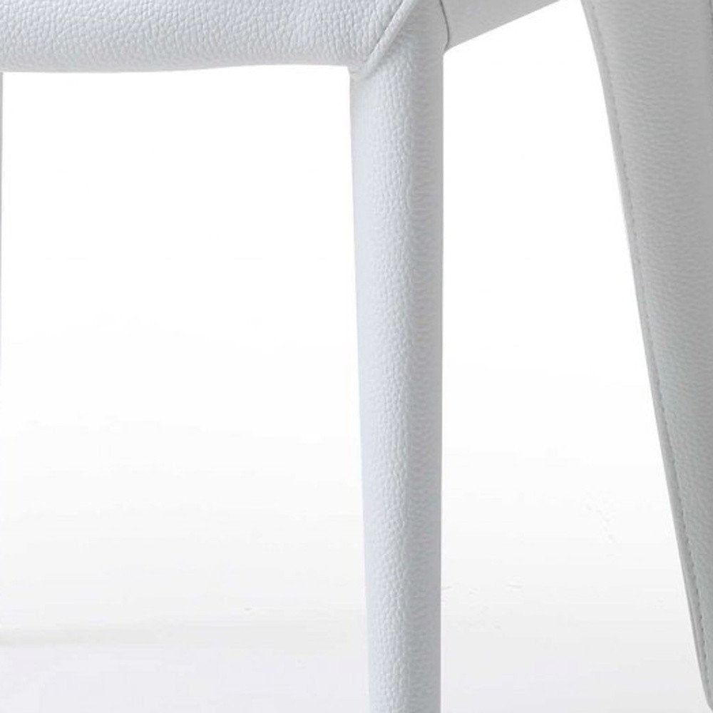 Set of Two White Slipcovered Upholstered Faux Leather Dining Side Chairs