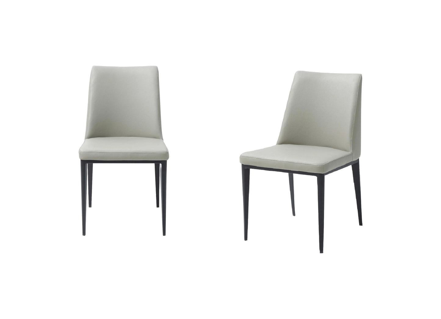 Set Of 2 Light Grey Faux Leather And Metal Dining Chairs