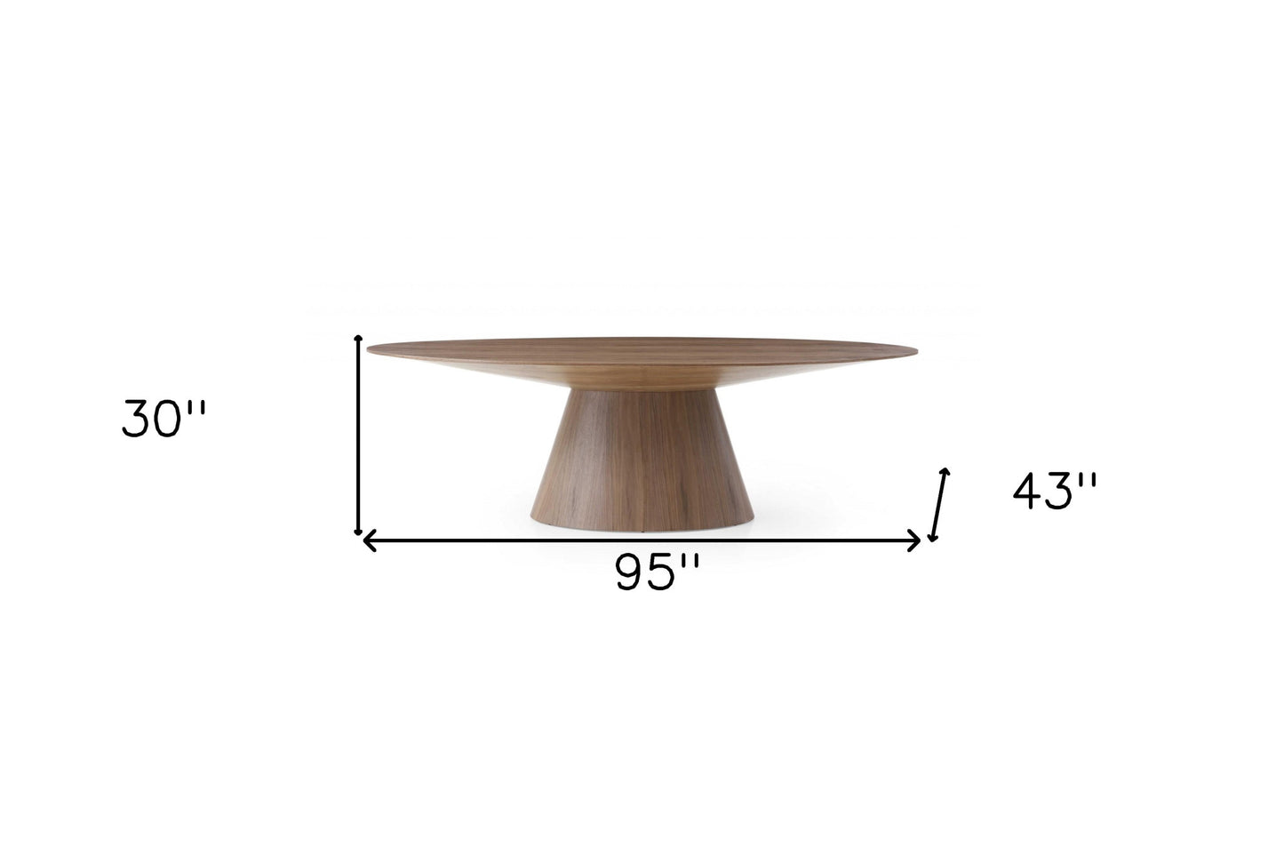 95" Brown Oval Solid Wood Pedestal Base Dining Table