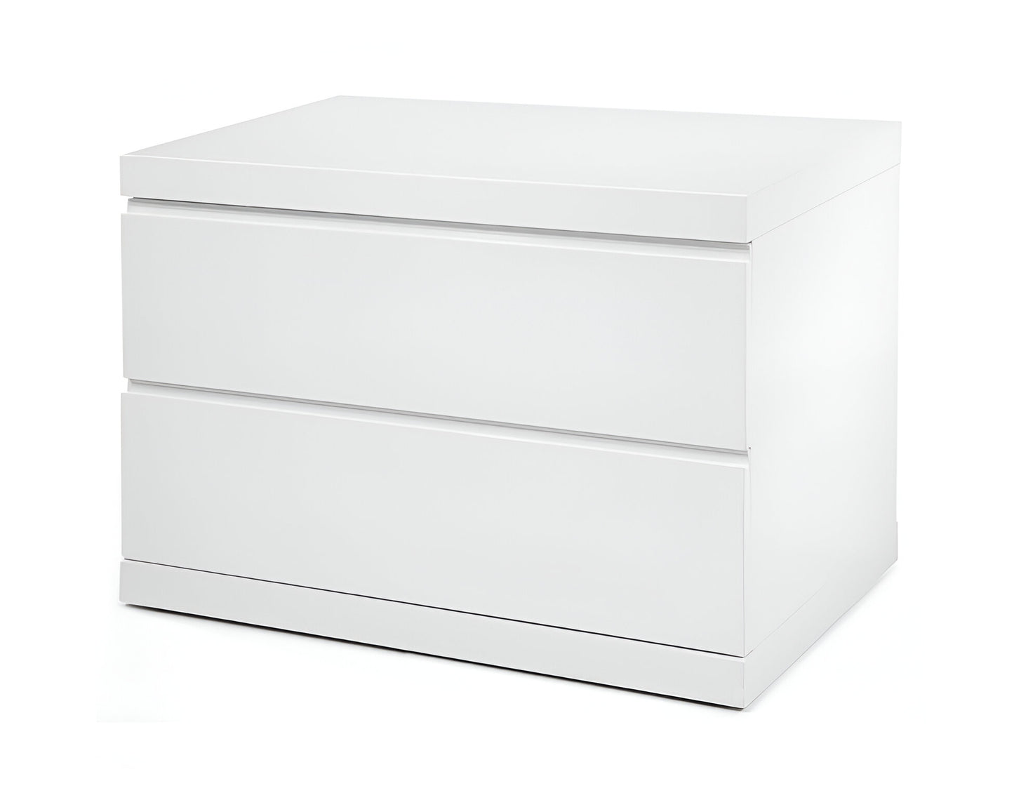 20" White Two Drawer Glossy Finish Nightstand