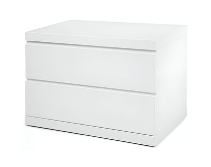 20" White Wood Two Drawer Nightstand