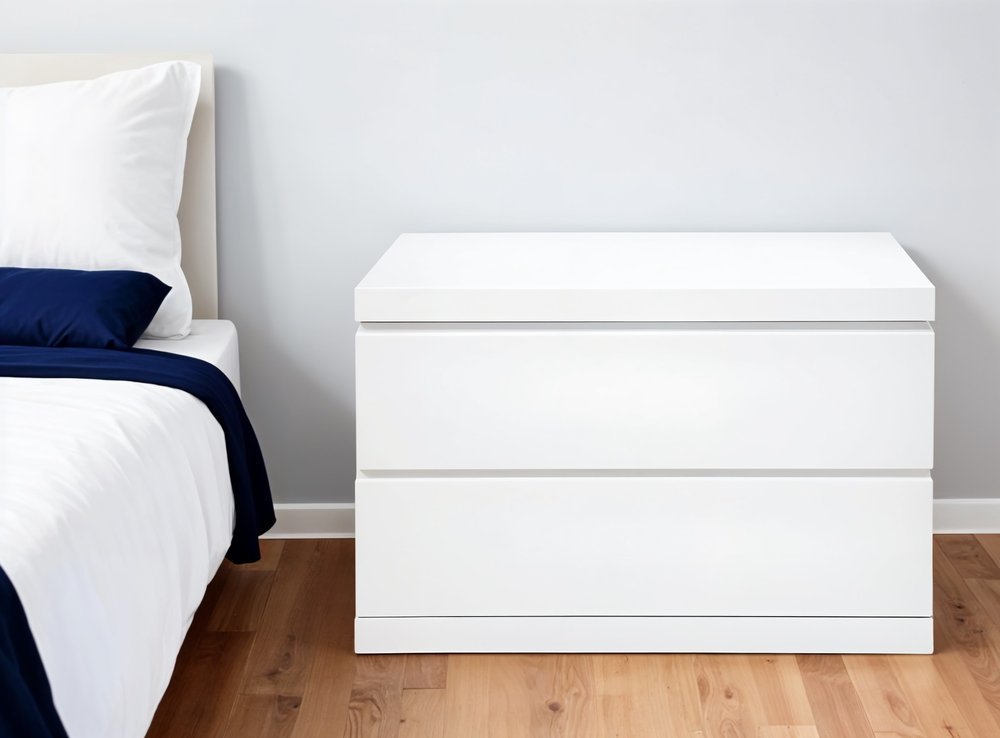 20" White Wood Two Drawer Nightstand