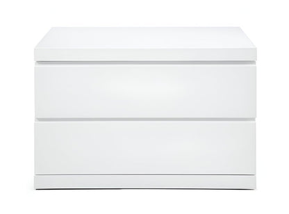 20" White Wood Two Drawer Nightstand