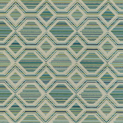 KRAVET CONTRACT CHENILLE GEOMETRIC BLUE,GREEN,LIGHT BLUE   - 37073.523.0