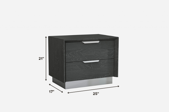 21" Gray Two Drawers Nightstand